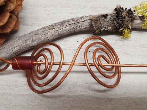 Double Spiral Copper Stick Barrette