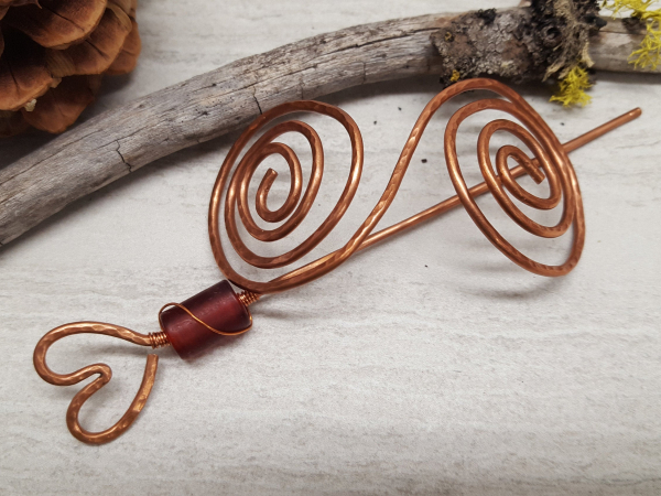 Double Spiral Copper Stick Barrette