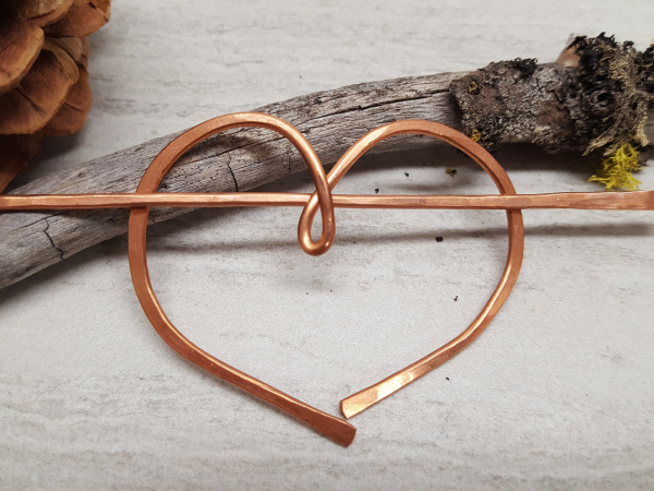 Heart Shaped Copper Stick Barrette