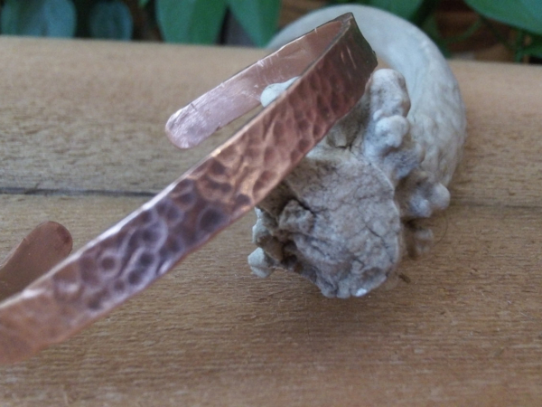 Hammered Copper Cuff Bracelet, Reclaimed Copper Wire Bracelet