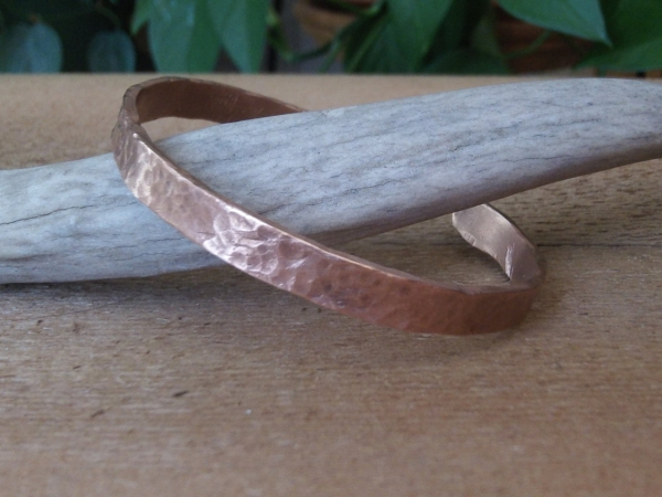 Hammered Copper Cuff Bracelet, Reclaimed Copper Wire Bracelet
