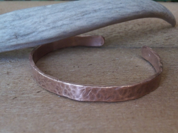 Hammered Copper Cuff Bracelet, Reclaimed Copper Wire Bracelet
