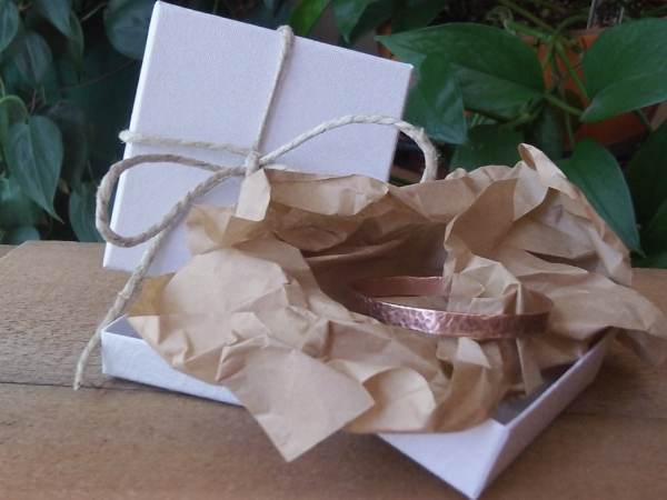 Hammered Copper Cuff Bracelet, Reclaimed Copper Wire Bracelet