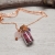 Tiny Bottle Pendant filled with Rose Petals on a Copper Chain
