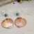 Hammered Copper Heart Earrings with Sterling Silver and Turquoise