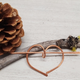 Heart Shaped Copper Stick Barrette