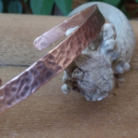 Hammered Copper Cuff Bracelet, Reclaimed Copper Wire Bracelet